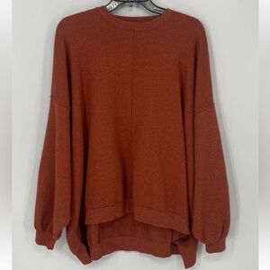 Free People Uptown Pullover OB1170315 Oversized Orange Slouchy Sweatshirt Size S